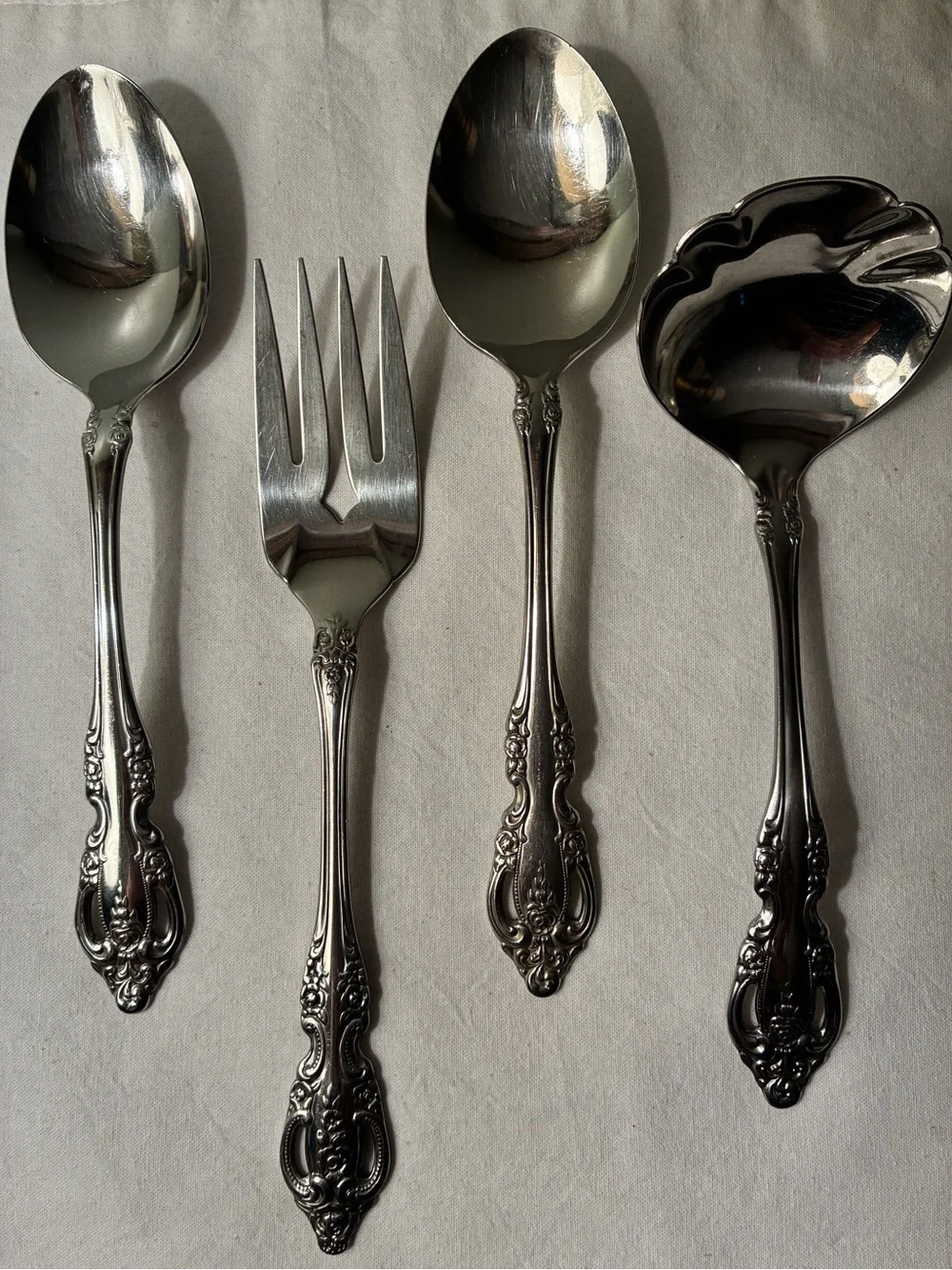 Oneida Community Stainless Serving Flatware  Possibly Brahms Spoons Ladle Fork